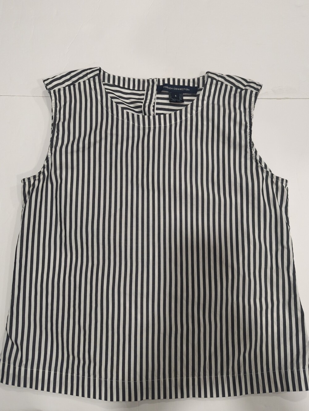 French Connection Black & White Stripe Sleeveless Cotton Top Women's Small Tank